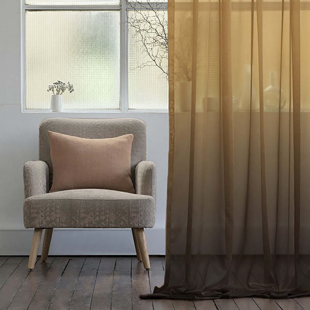 Meraki 5 Ombre Coffee Brown Shimmer Sheer Curtain Set Of 2 - (Meraki5)