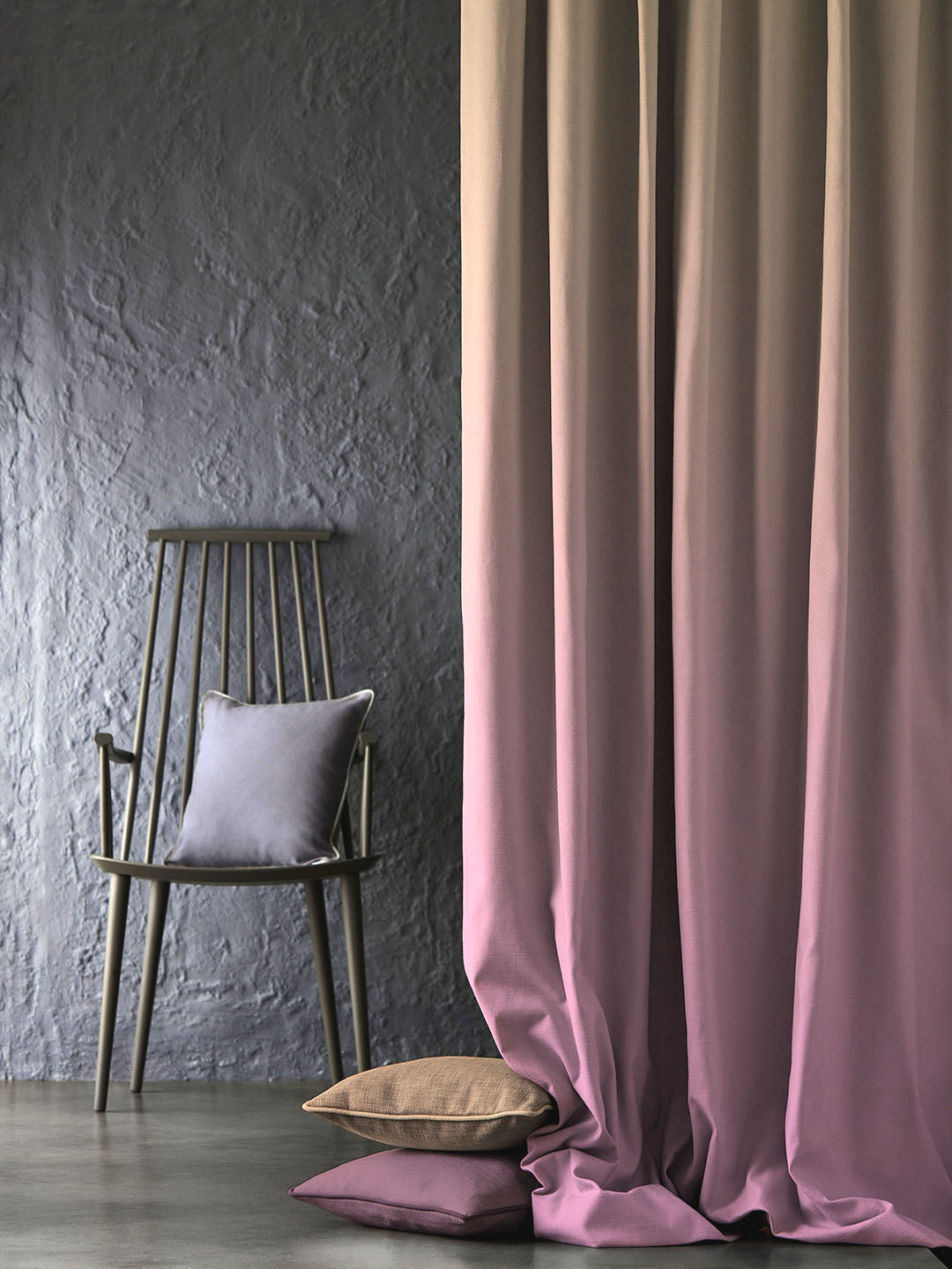 Ombre Beige Heavy Satin Blackout Curtains Set Of 2 - (OFC12)