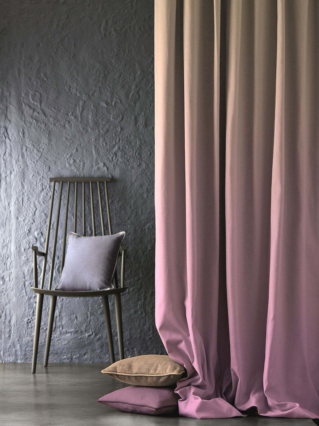 Ombre Beige Heavy Satin Blackout Curtains Set Of 2 - (OFC12)