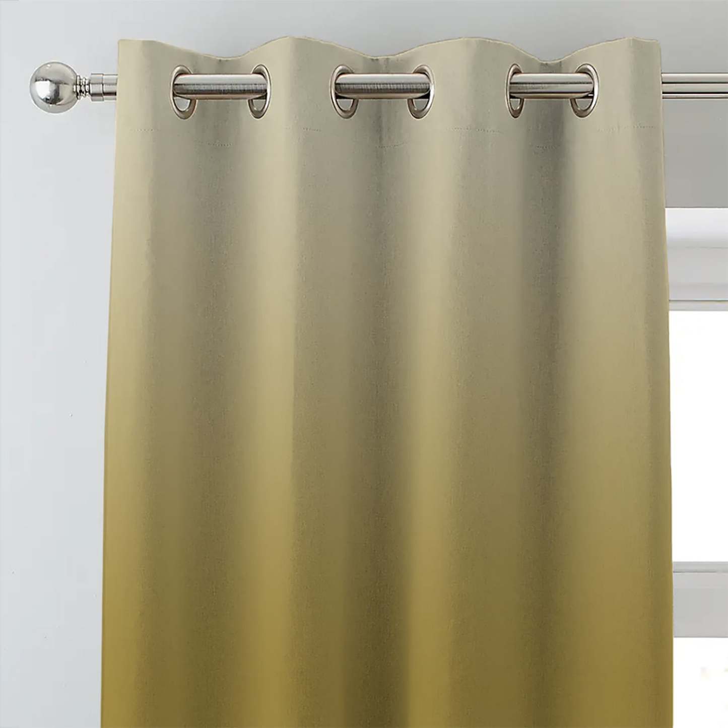 Ombre Beige Olive Heavy Satin Blackout Curtains Set Of 2 - (OMBRE13)