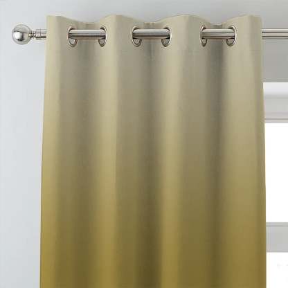Ombre Beige Olive Heavy Satin Blackout Curtains Set Of 2 - (OMBRE13)