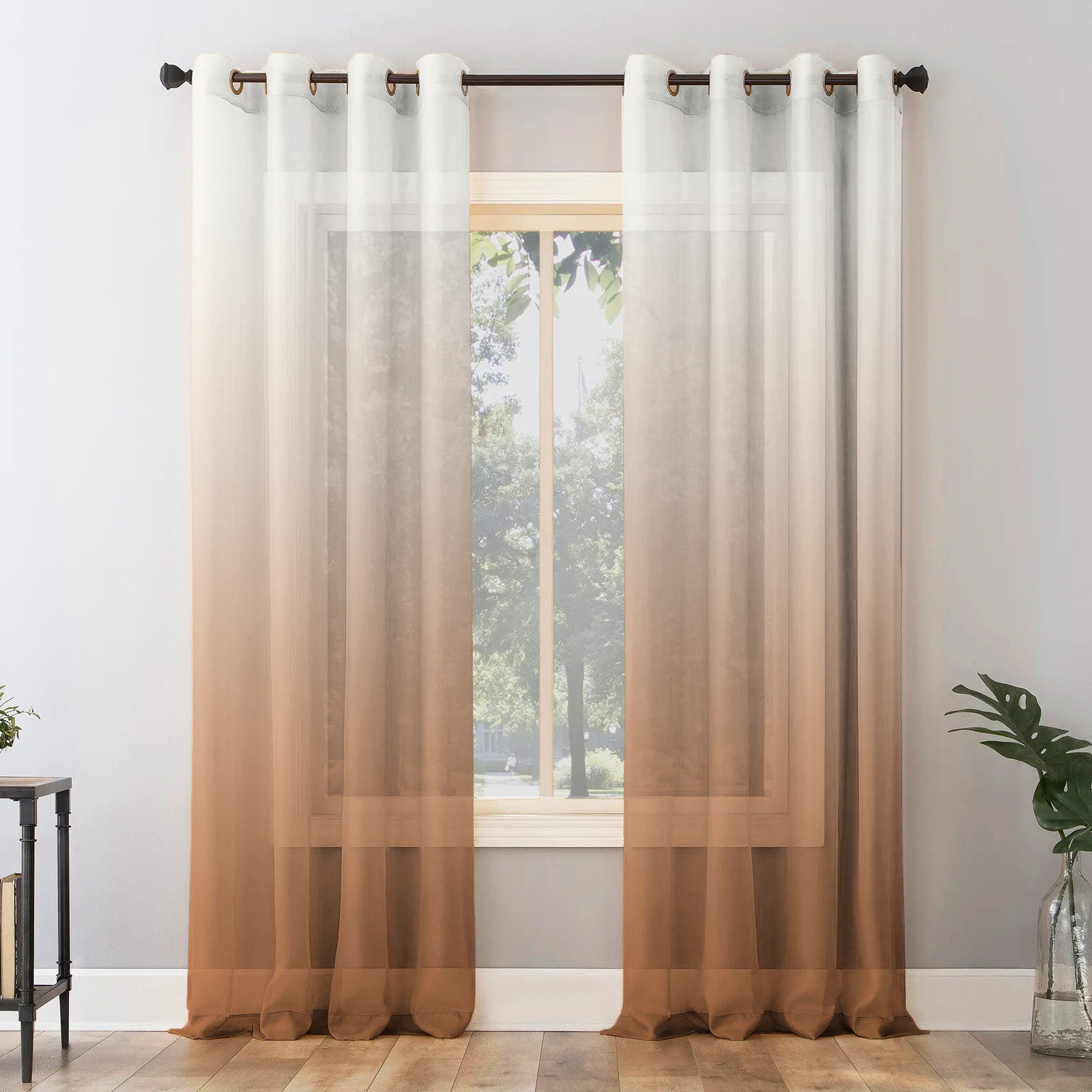 Elegant Ombre Print Sheer Semi Transparent Curtain Set of 2 OMBRE22