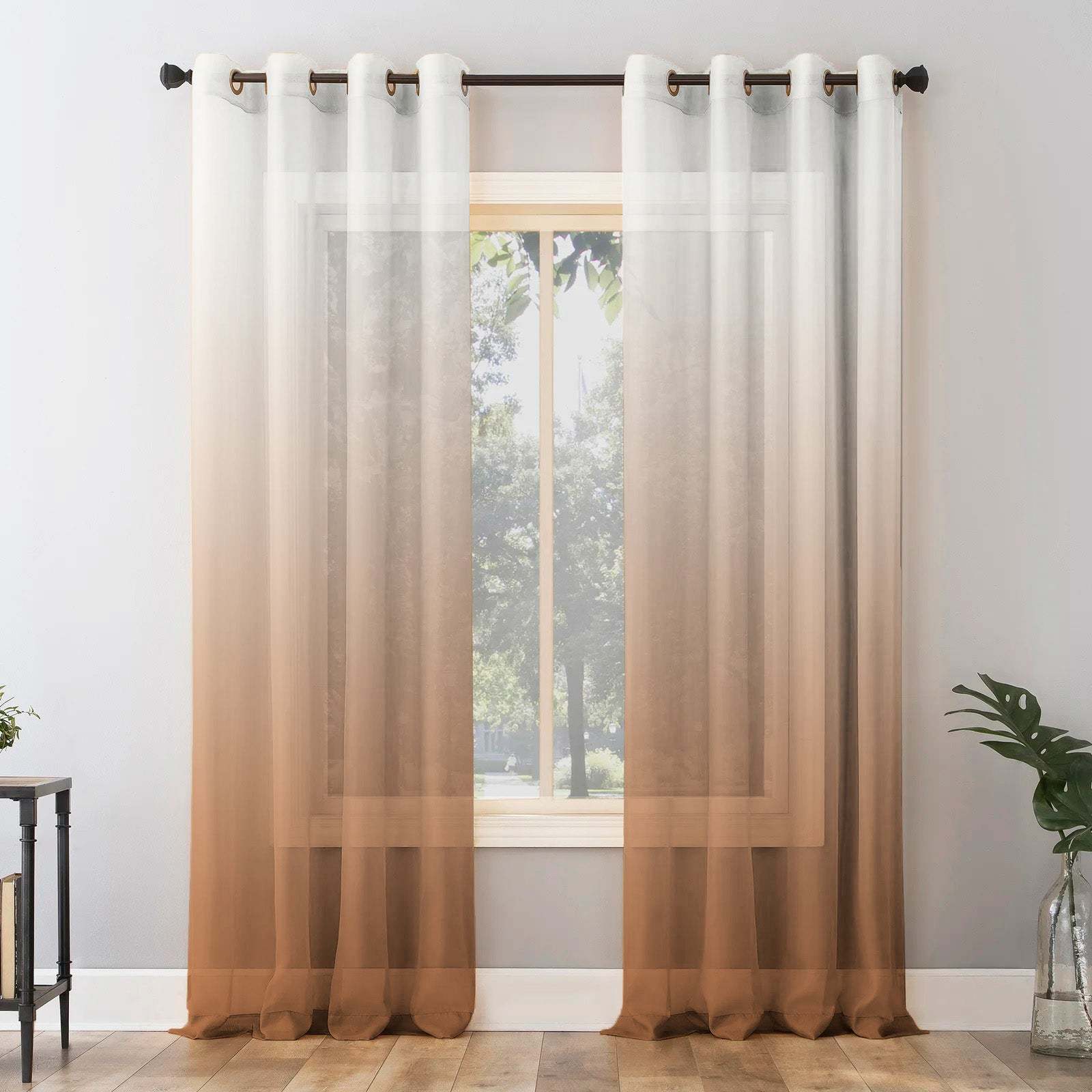 Elegant Ombre Print Sheer Semi Transparent Curtain Set of 2 OMBRE22