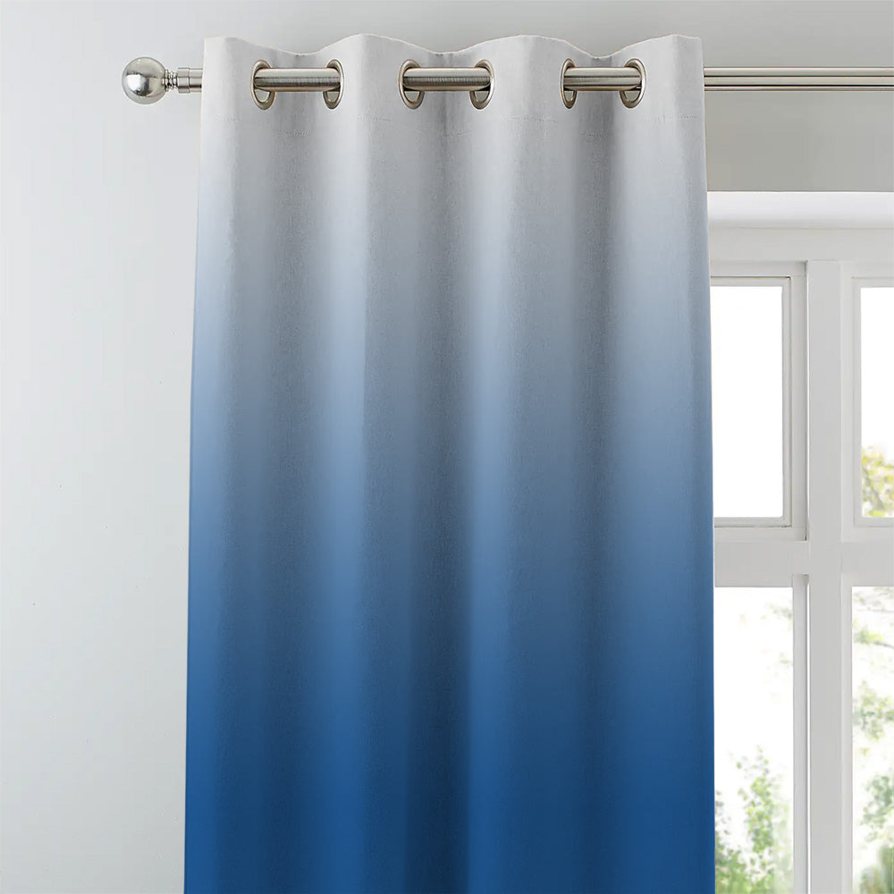 Ombre Powder Blue Heavy Satin Blackout Curtains Set Of 2 - (OMBRE23)