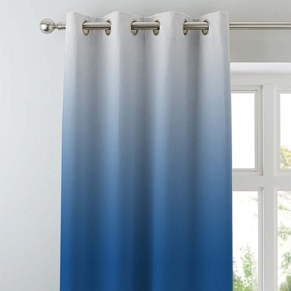 Ombre Powder Blue Heavy Satin Blackout Curtains Set Of 2 - (OMBRE23)