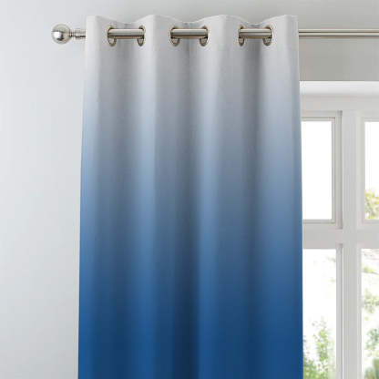 Ombre Powder Blue Heavy Satin Blackout Curtains Set Of 2 - (OMBRE23)