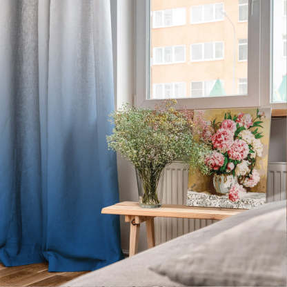 Ombre Powder Blue Heavy Satin Blackout Curtains Set Of 2 - (OMBRE23)