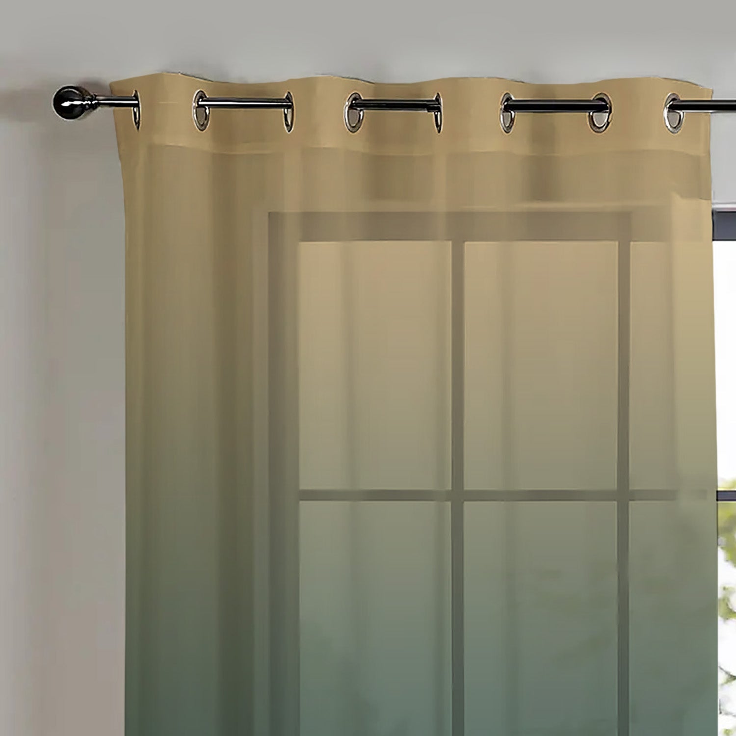Elegant Ombre Print Sheer Semi Transparent Curtain Set of 2 OMBRE24