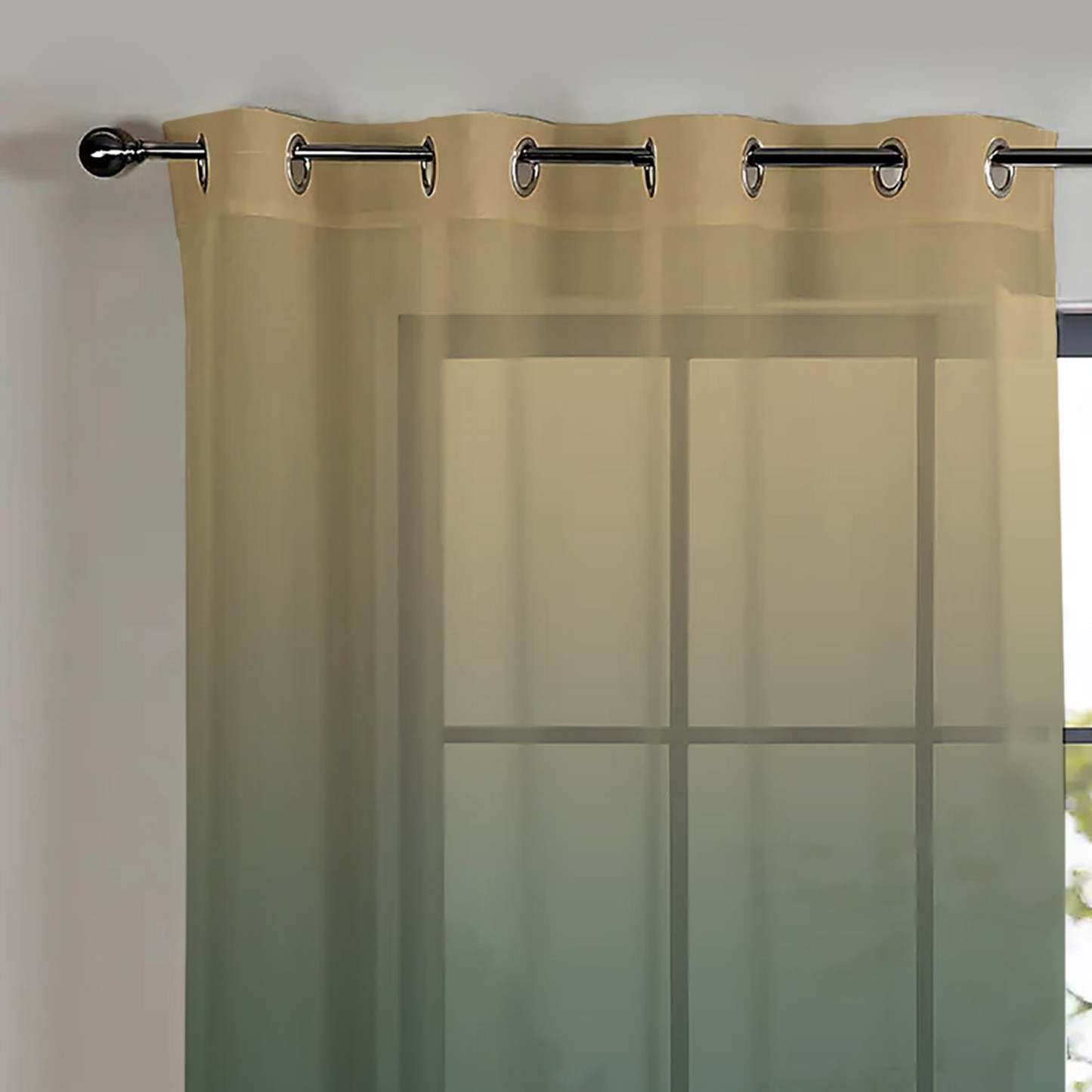 Elegant Ombre Print Sheer Semi Transparent Curtain Set of 2 OMBRE24