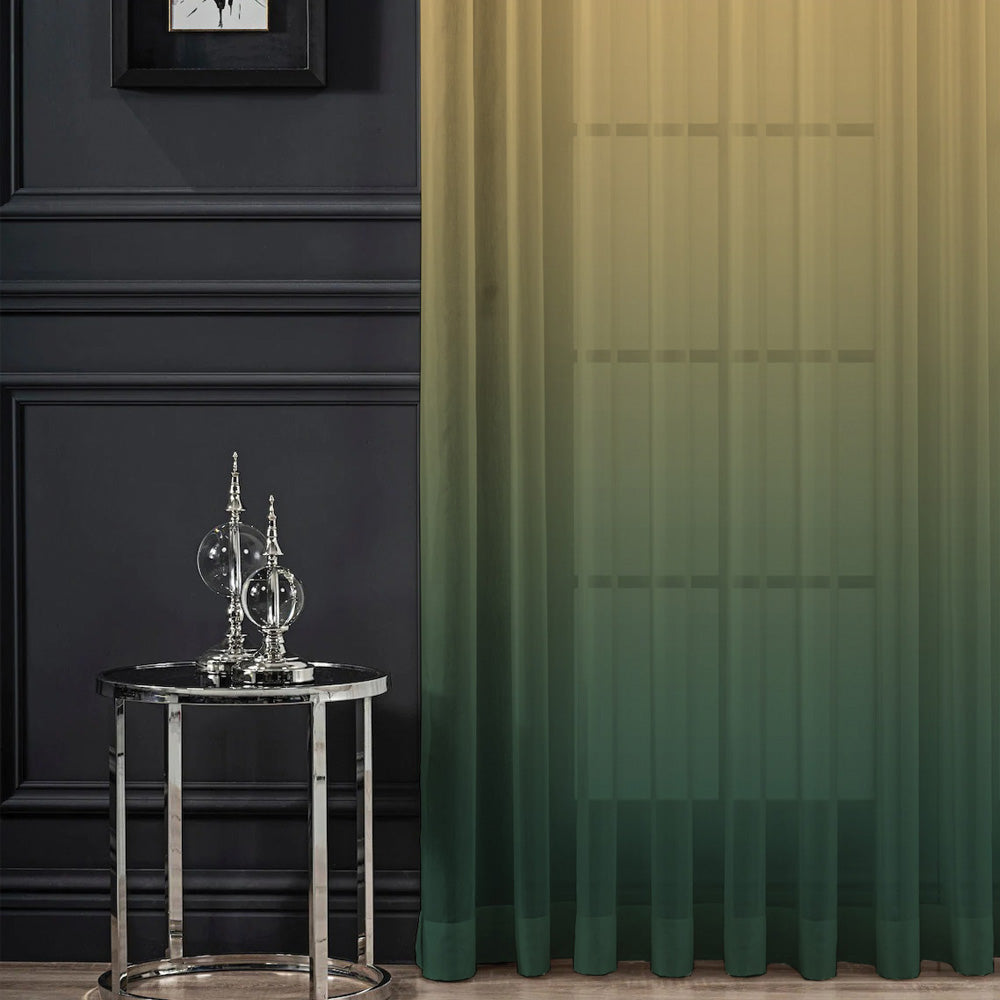 Elegant Ombre Print Sheer Semi Transparent Curtain Set of 2 OMBRE24