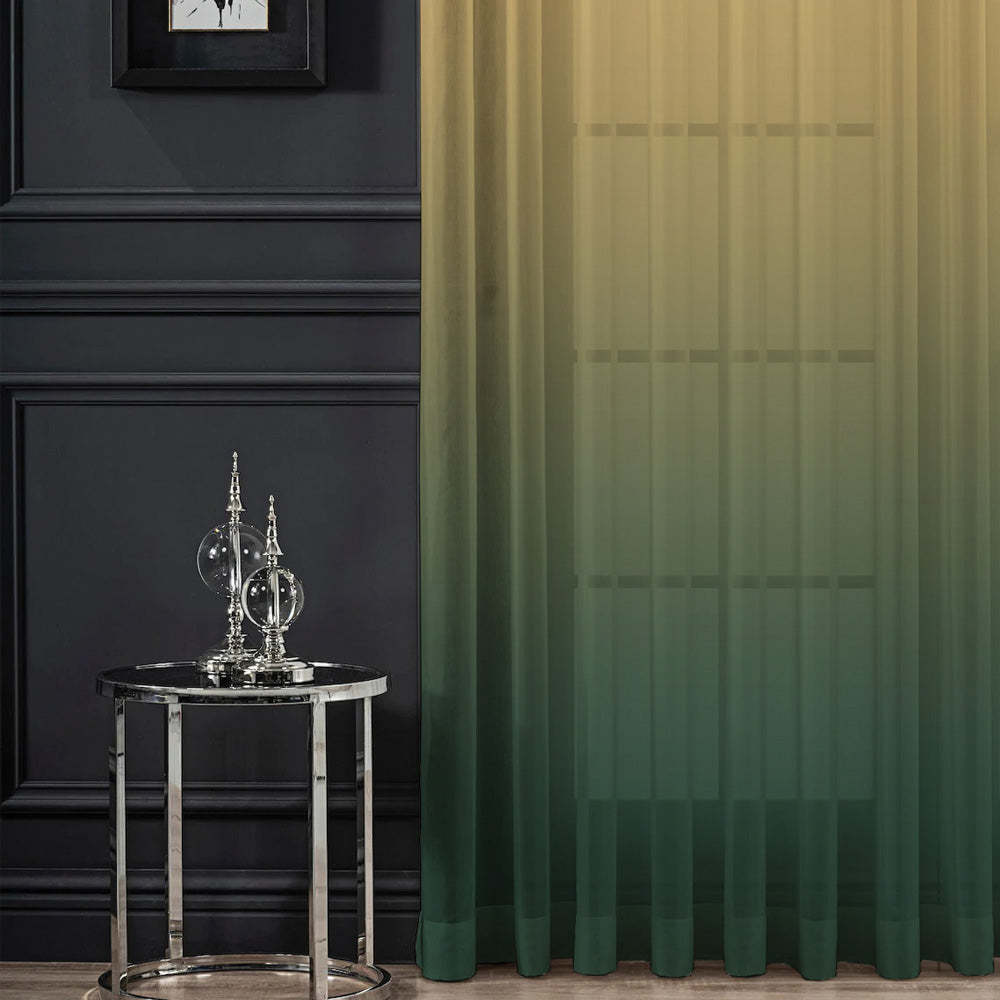 Elegant Ombre Print Sheer Semi Transparent Curtain Set of 2 OMBRE24