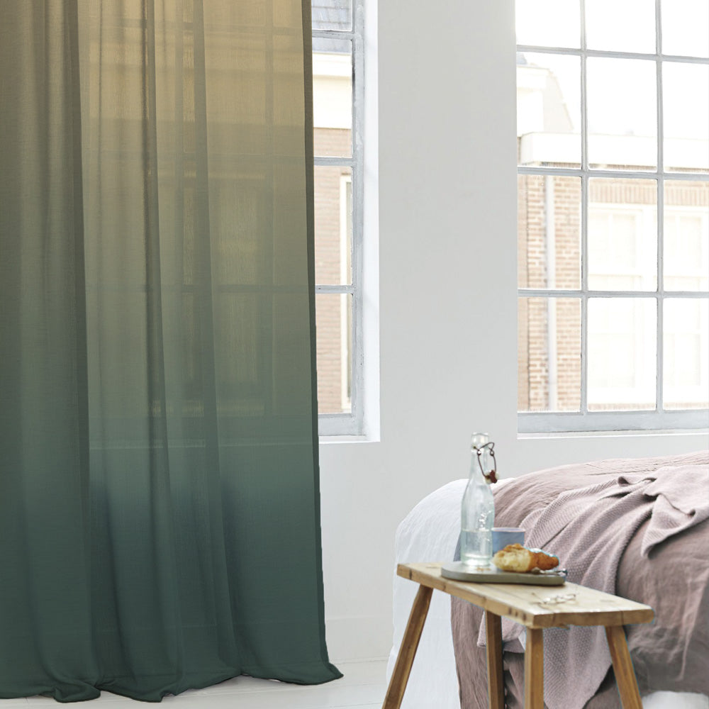 Elegant Ombre Print Sheer Semi Transparent Curtain Set of 2 OMBRE24