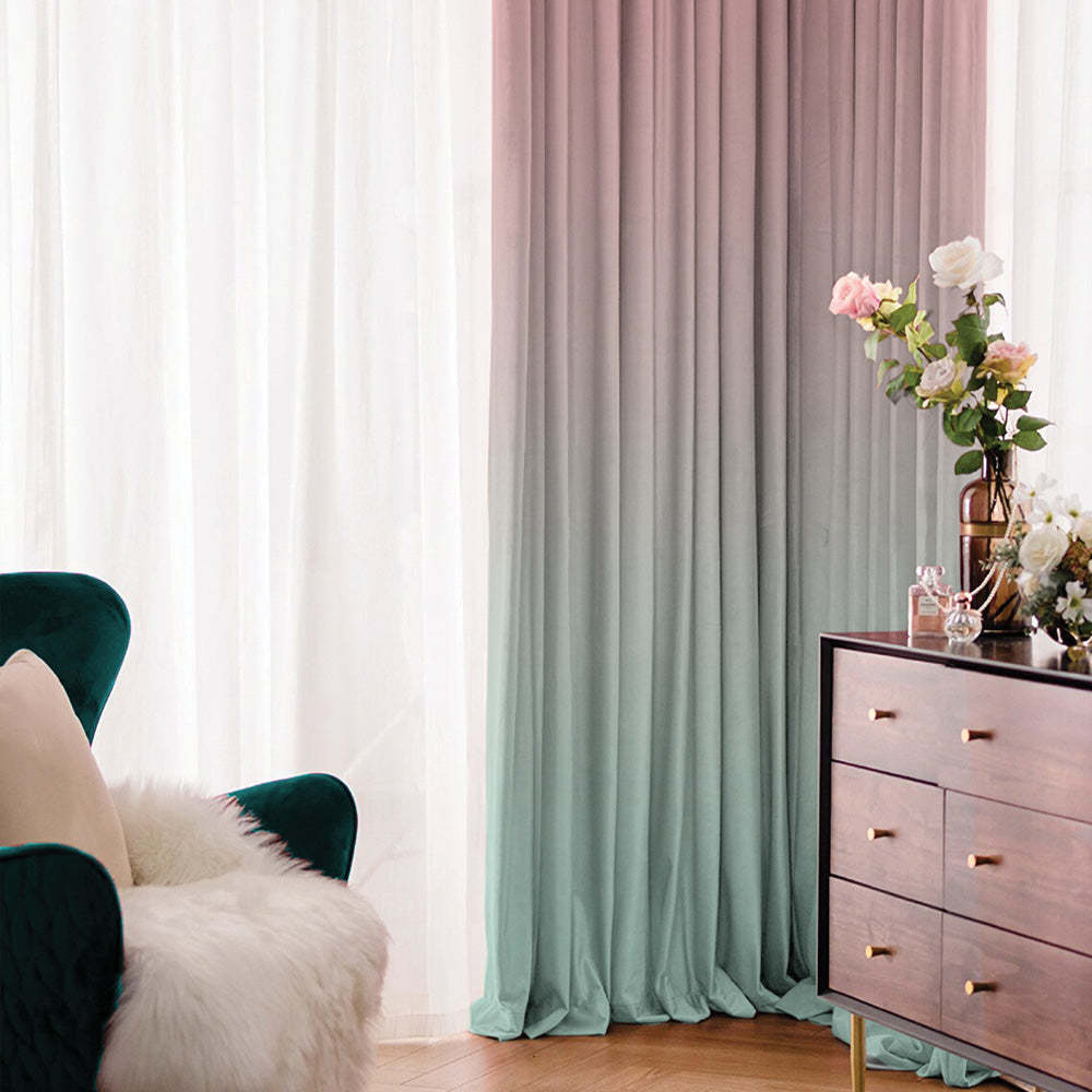 Elegant Ombre Print Room Darkening Curtain Set of 2. OMBRE25