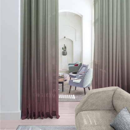 OP 04 Ombre Laurel Green Sheer Curtain Set Of 2 -(DSOP04)