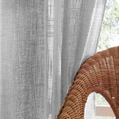 Elegant Plain Print Sheer Semi Transparent Curtain - Set of 2 -PLINENSHEERWHT