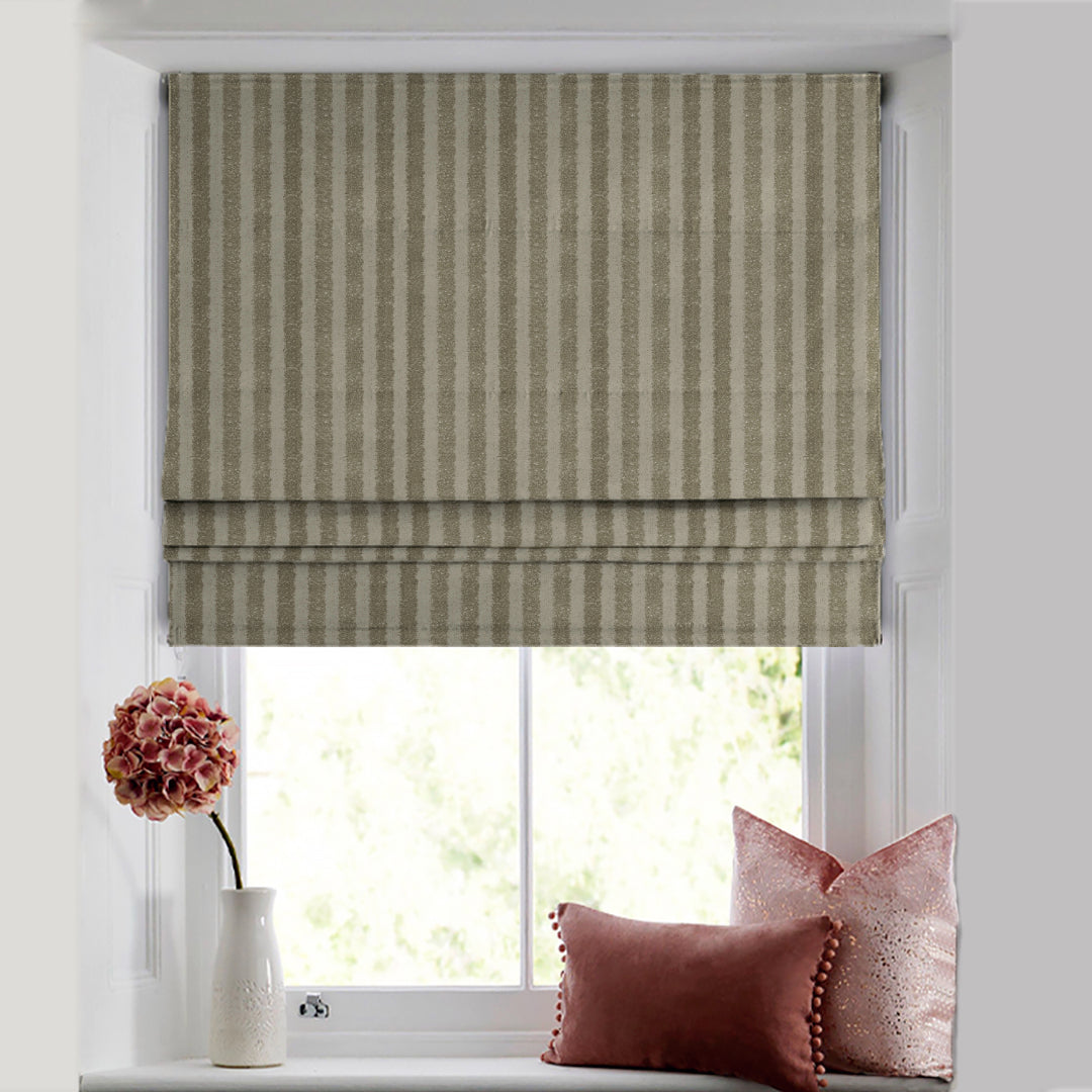 Regal Bands 02 Jacquard & Foil Silver Yellow Roman Blind -(DSRegalBands02)