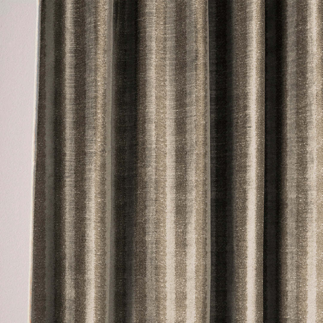 Jacquard Silver Yellow Room Darkening Curtain Set Of 2 -(DSRegalBands02)