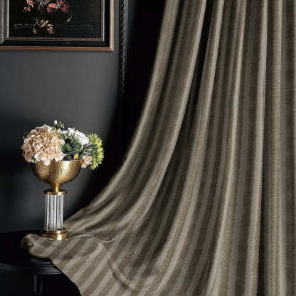 Jacquard Silver Yellow Room Darkening Curtain Set Of 2 -(DSRegalBands02)