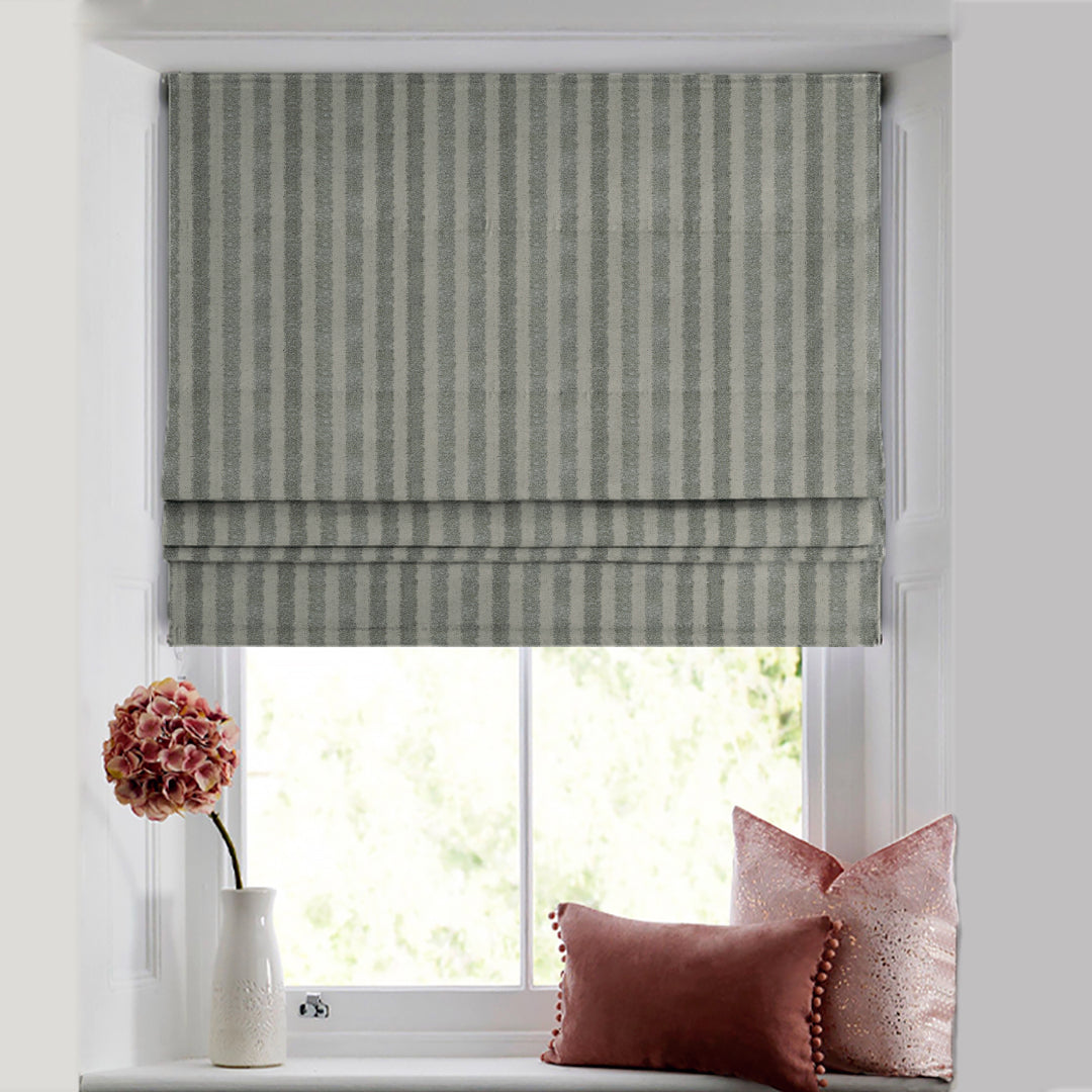 Regal Bands 17 Jacquard & Foil Silver Foil Grey Roman Blind -(DSRegalBands17)