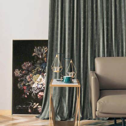 Jacquard Silver Foil Grey Room Darkening Curtain Set Of 2 -(DSRegalBands17)