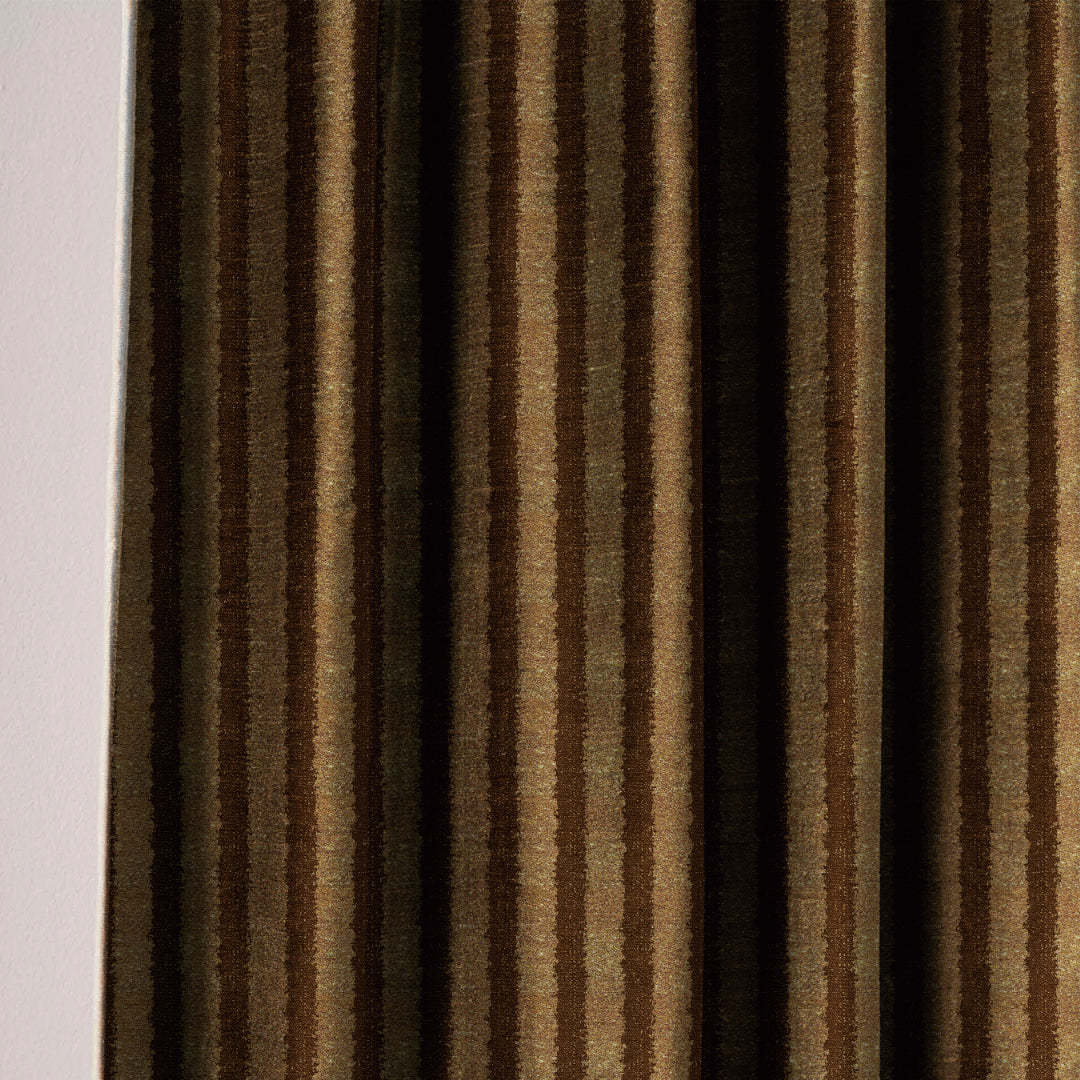 Jacquard Coffee Brown Room Darkening Curtain Set Of 2 -(DSRegalBands37)