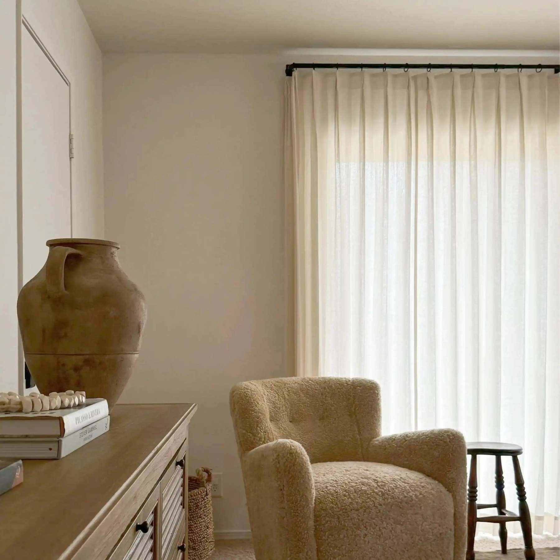 Ron Linen Herringbone Custom Curtain Pleated -TWOPAGES