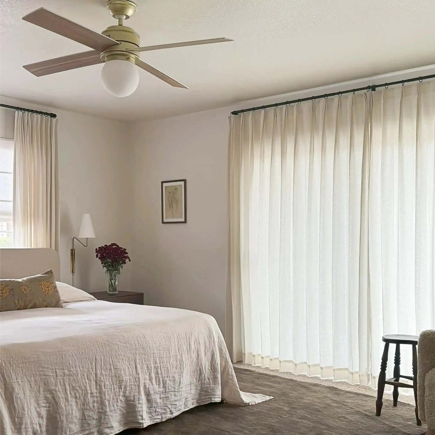 Ron Linen Herringbone Custom Curtain Pleated -TWOPAGES