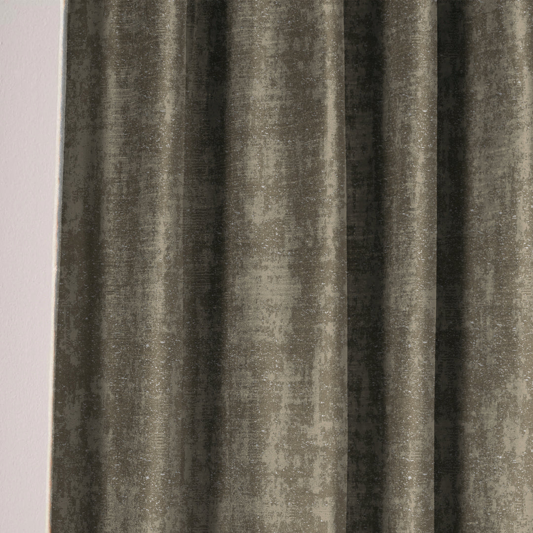Jacquard Dark Vanilla Beige Room Darkening Curtain Set Of 2 -(DSWhisper15)