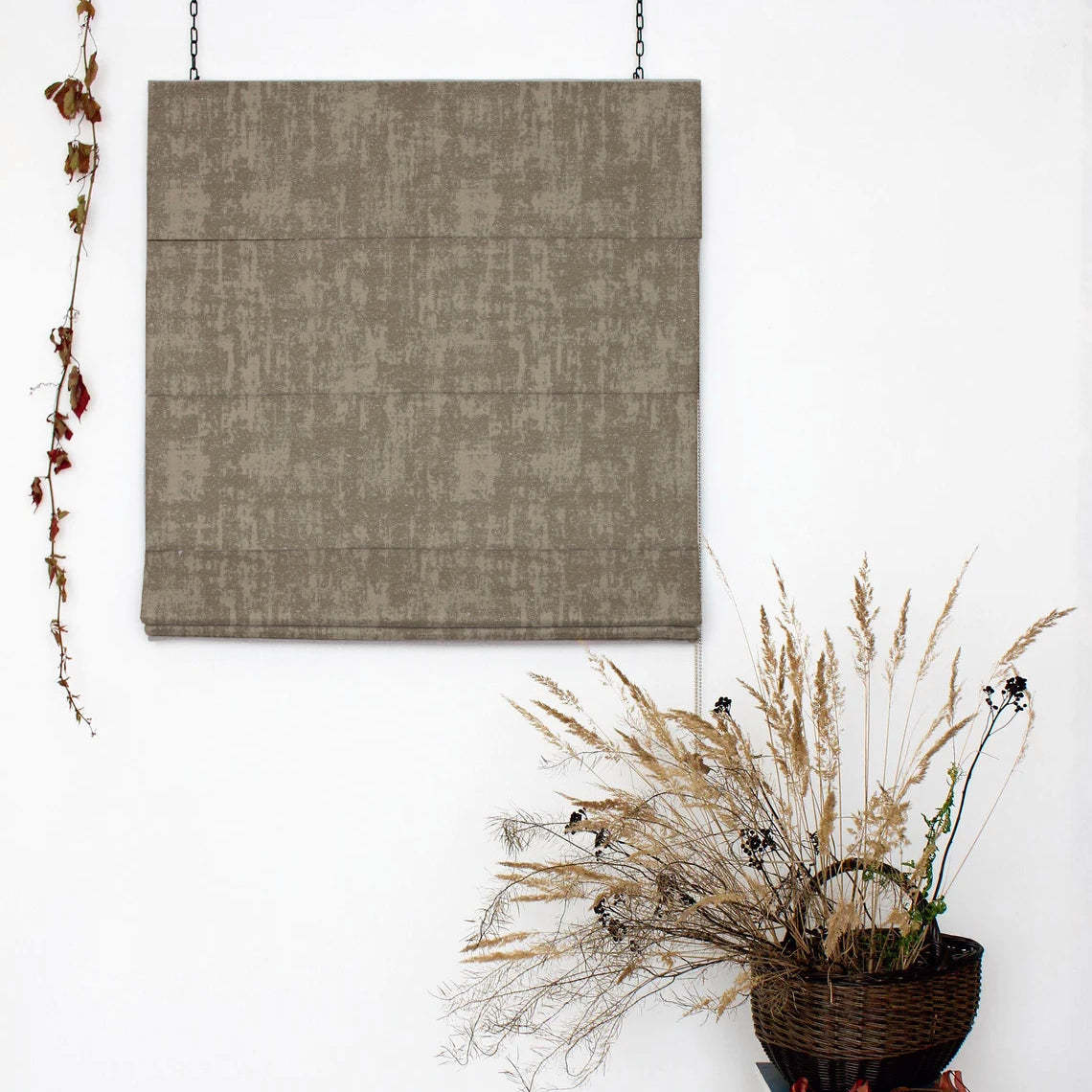 Whisper 15 Jacquard & Foil Dark Vanilla Beige Roman Blind -(DSWhisper15)