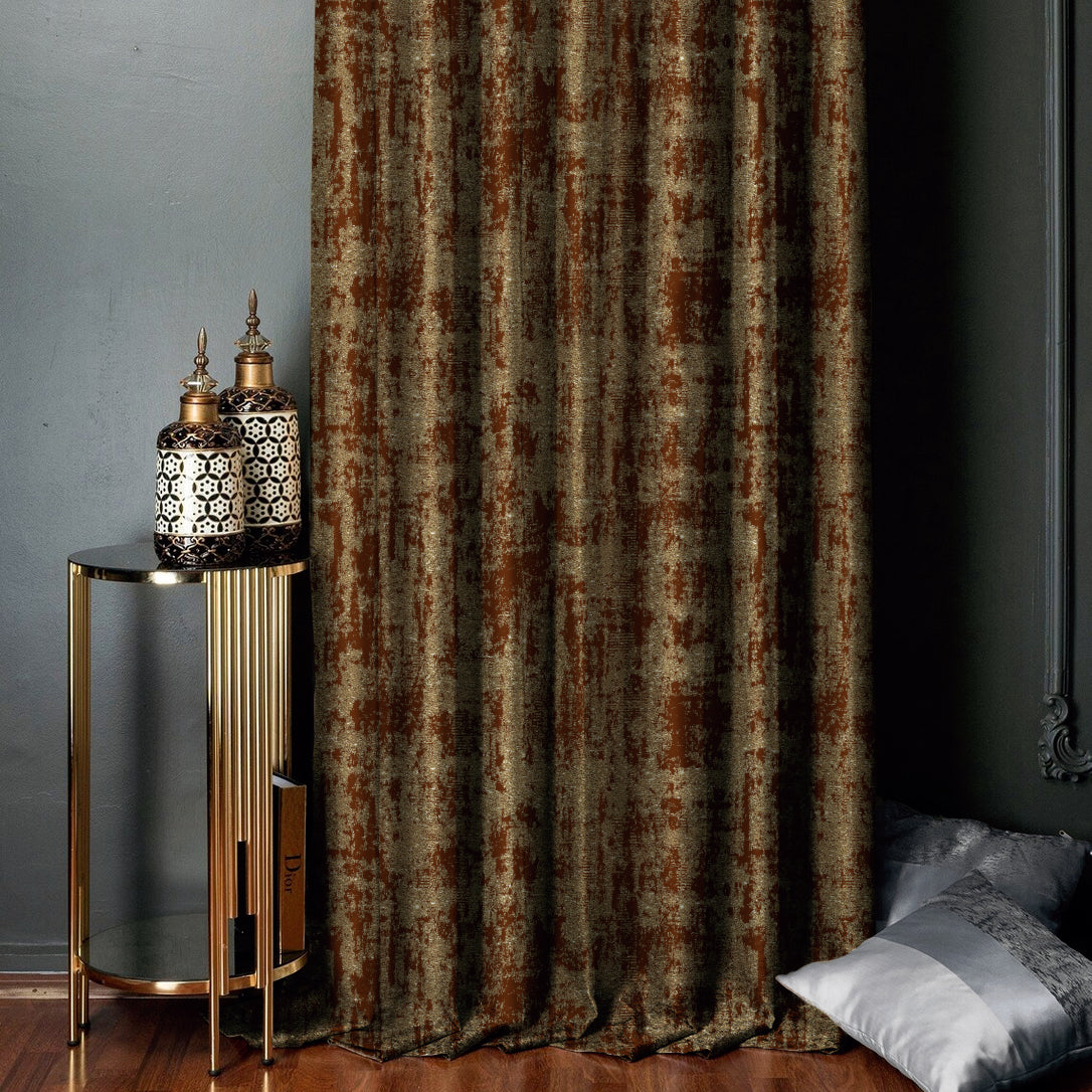Jacquard Nose Brown Room Darkening Curtain Set Of 2 -(DSWhisper35)