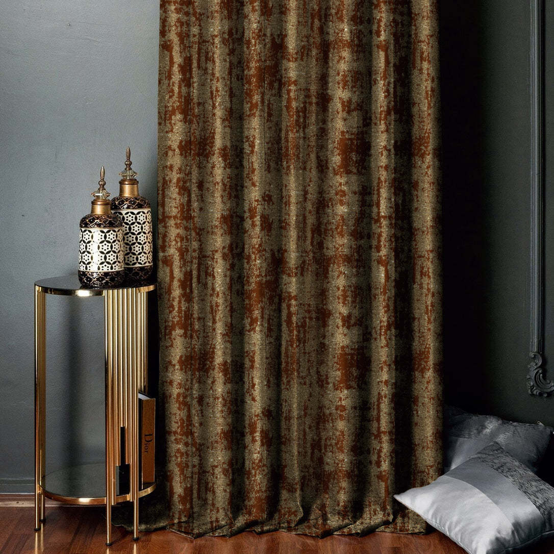 Jacquard Nose Brown Room Darkening Curtain Set Of 2 -(DSWhisper35)