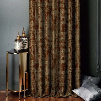Jacquard Nose Brown Room Darkening Curtain Set Of 2 -(DSWhisper35)