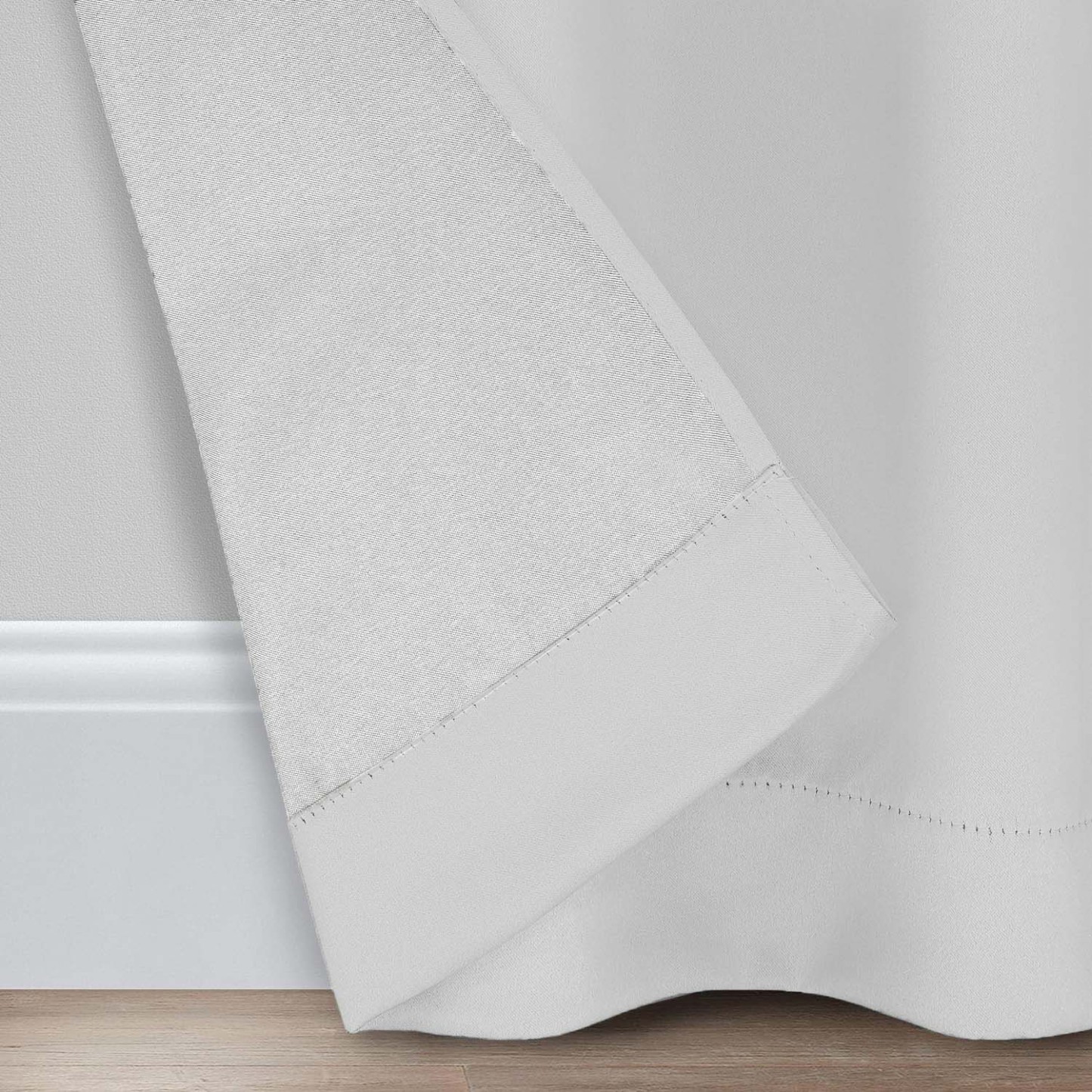 White Micro Poly 100% Blackout Noise Reduction Thermal Insulation Curtain Set of 2 - (White4PASS)