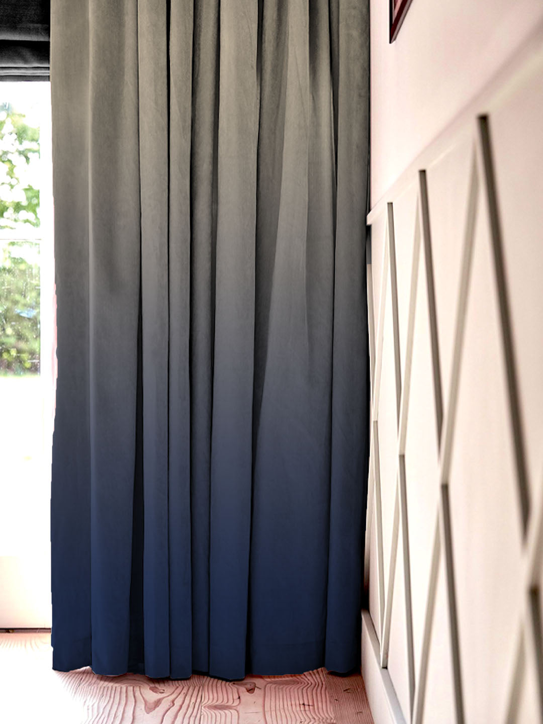Ombre Blue Heavy Satin Blackout Curtains Set Of 2 - (TWOM4)