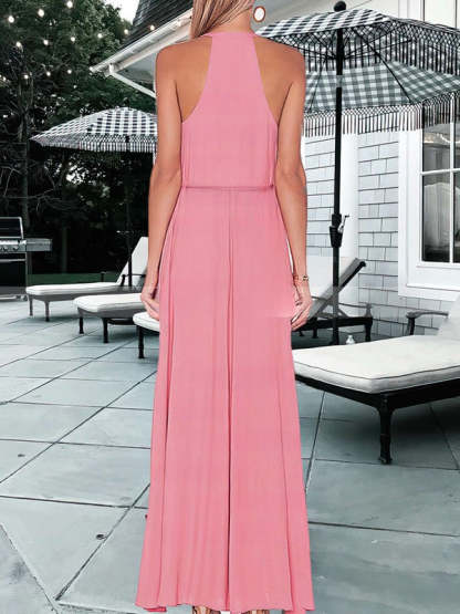A-line Scoop Neck Chiffon Floor-length Split Front Prom Dress