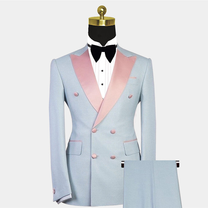 Chic Double-Breasted Wedding Suit with Peaked Lapel for Men?��s Parties