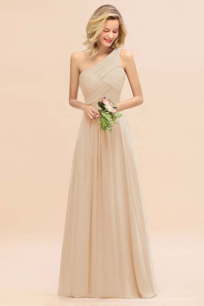 Chic One Shoulder Ruffle Grape Chiffon Bridesmaid Dresses Online-Babyonlines