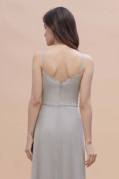 Chic Spaghetti Straps Chiffon Lace A-Line Bridesmaid Dress On Sale-Babyonlines