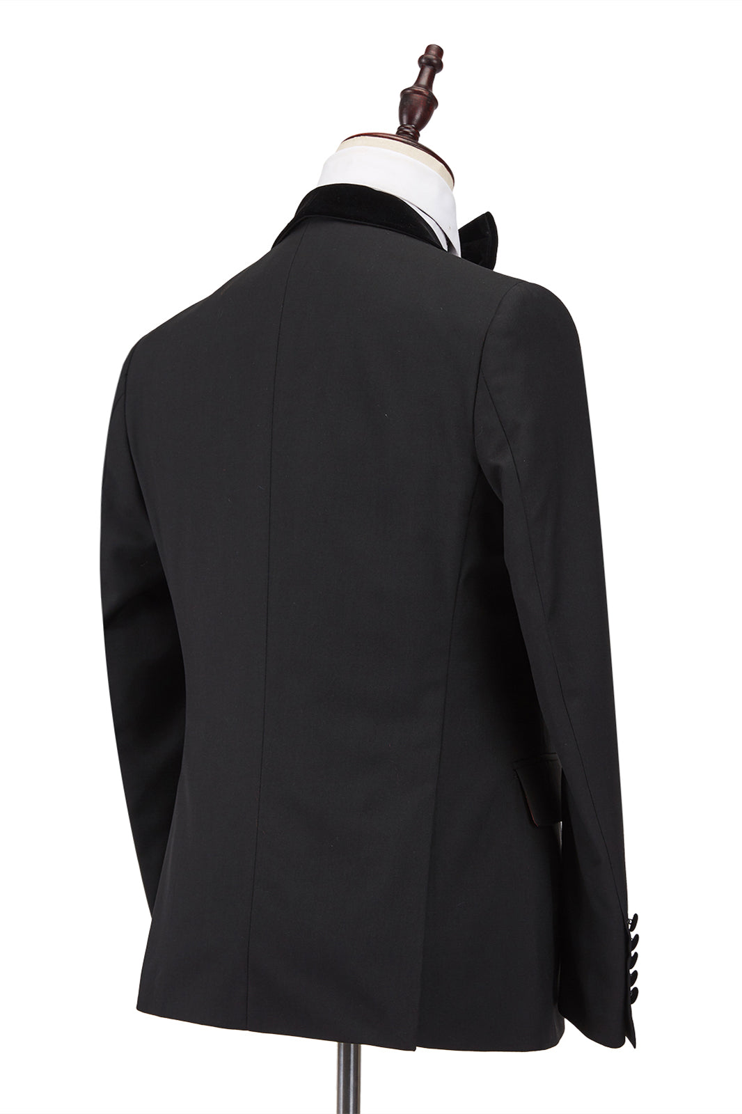 Classic Stitching Velvet Shawl Lapel Black One-Button Formal Wedding Tailcoats
