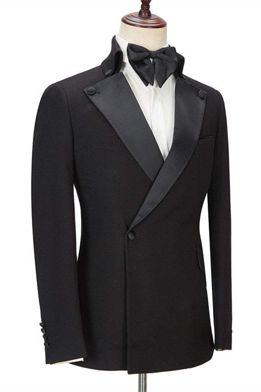 Elegant Black Ring Bearer Suit with Peaked Lapel