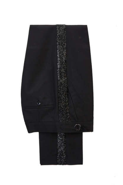 High-Quality Bright Red Tuxedo with Sparkling Black Peak Lapel