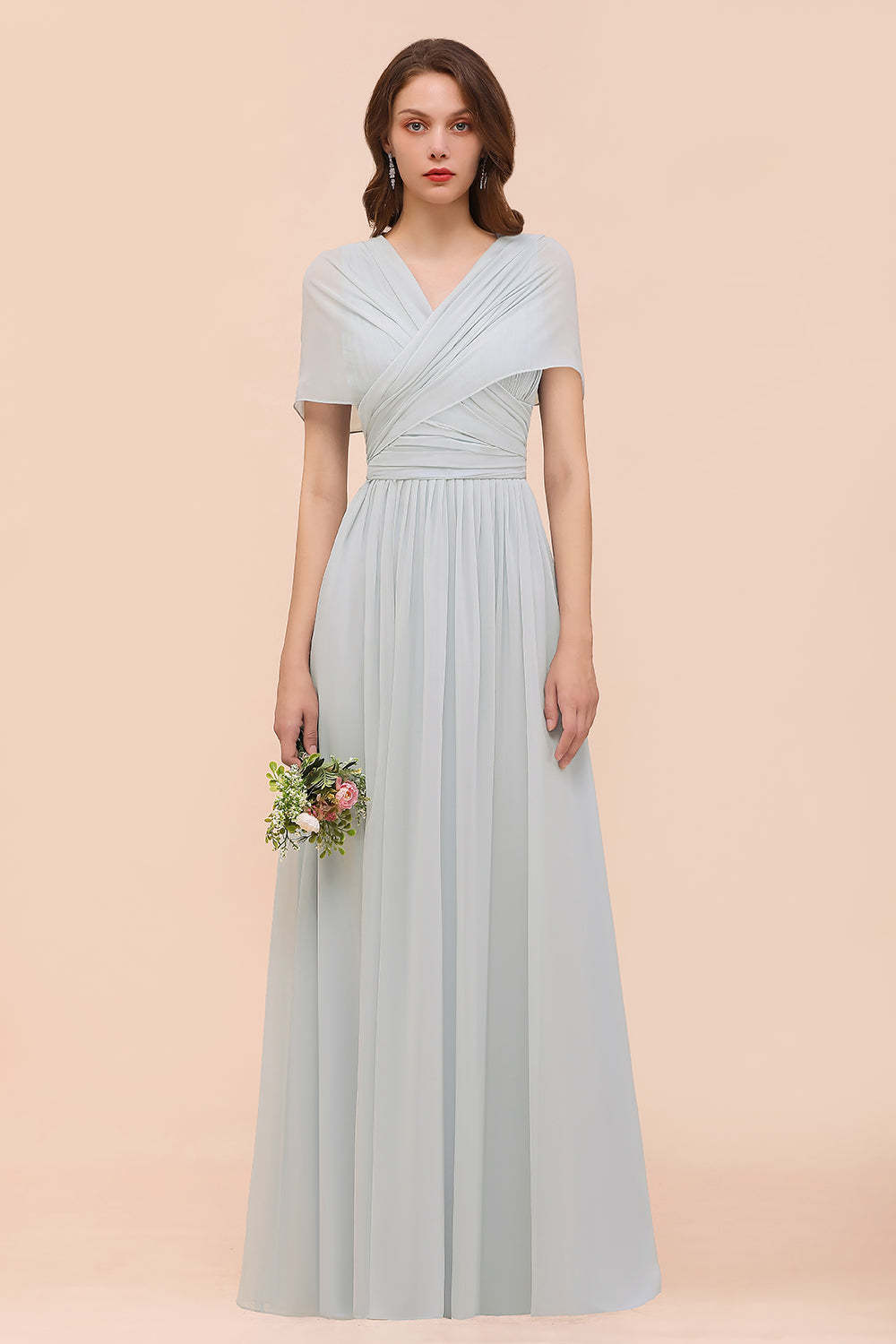 Gorgeous Ruffle Convertible Mist Chiffon Bridesmaid Dresses Online-Babyonlines