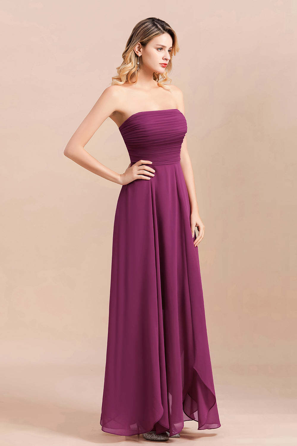 Gorgeous Strapless Ruffle Bridesmaid Dress with Petal Hemline-Babyonlines