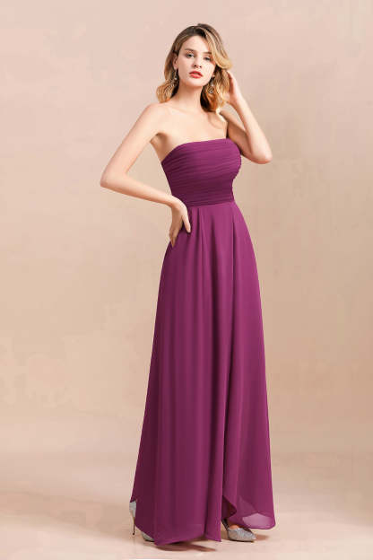 Gorgeous Strapless Ruffle Bridesmaid Dress with Petal Hemline-Babyonlines