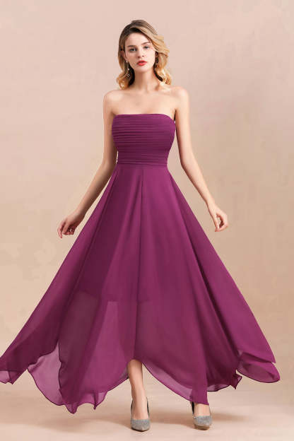Gorgeous Strapless Ruffle Bridesmaid Dress with Petal Hemline-Babyonlines