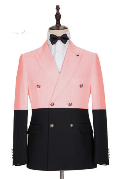 Handsome Pink Double-Breasted Blazer for Groom