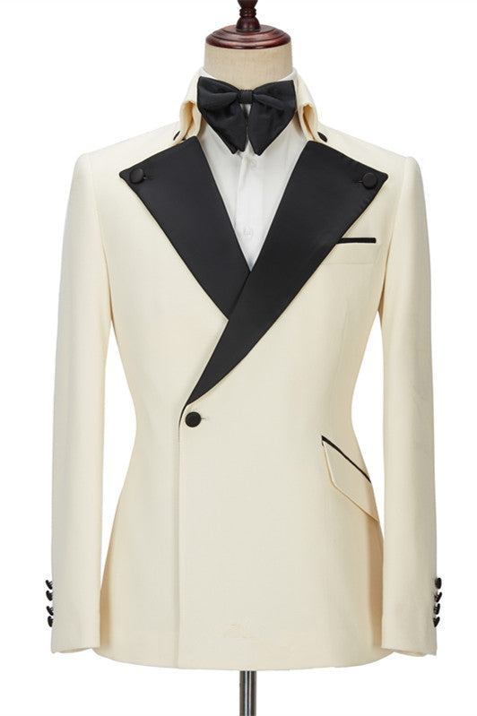 Handsome White Men?��s Wearhouse One-Button Wedding Suit