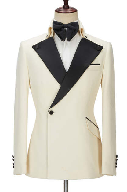 Handsome White Men?��s Wearhouse One-Button Wedding Suit