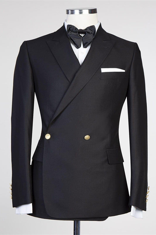 Modern Black Peaked Lapel Wedding Suit for Men?��s Celebrations