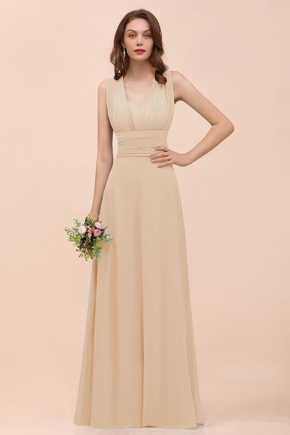New Arrival Dusty Blue Ruched Long Convertible Bridesmaid Dresses-Babyonlines